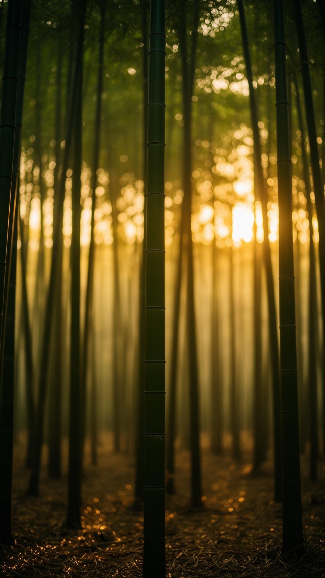 Bamboo stalks in soft morning light